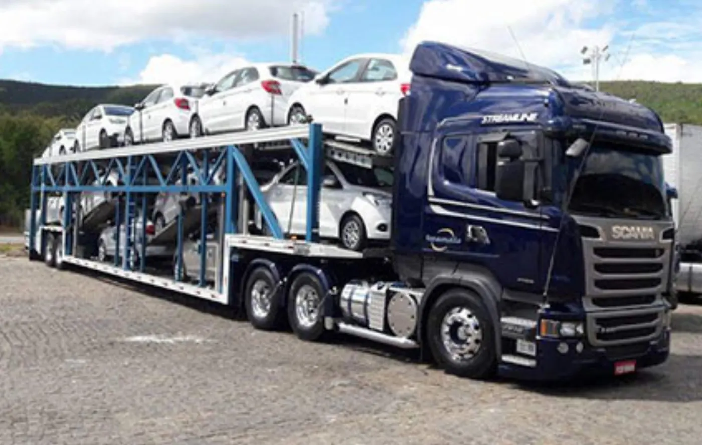 Cegonha transportando automóveis